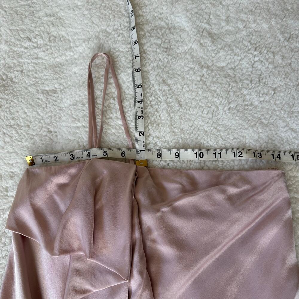 Renato Nucci Paris 100% Silk Blush Ruffle Slip Dress Midi Elegant French Design - Picture 5 of 13